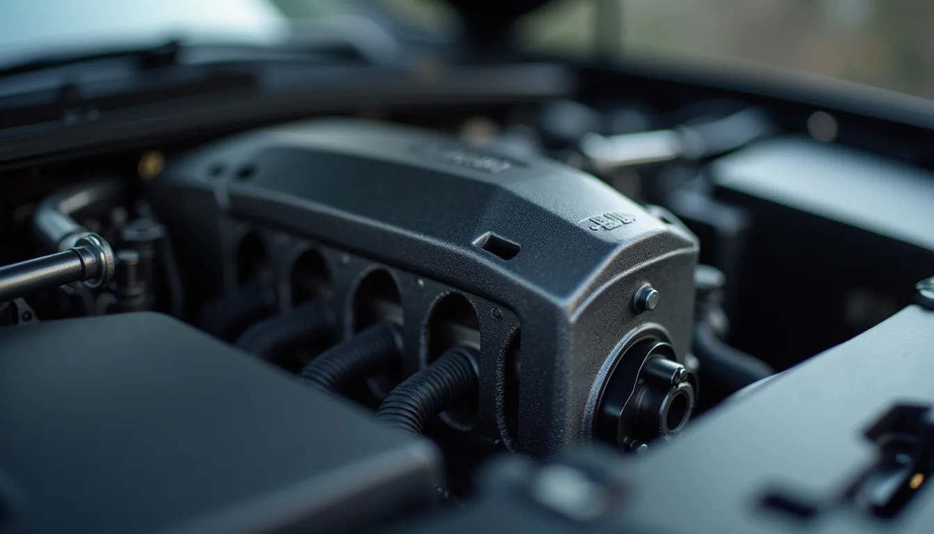 Close-up view of a 3D printed car engine part